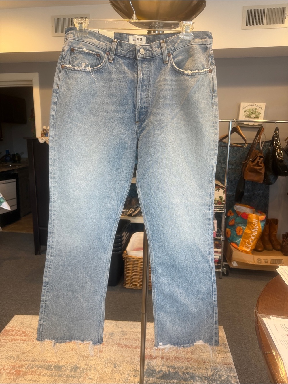 AGOLDE Relaxed Boot Mid Rise Distressed Light Wash Jeans NWT Size 30 NWT curio